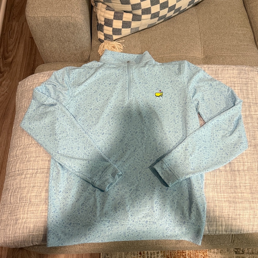 Men’s Small Masters Edition Peter Millar Sky Blue Perth 1/4 zip. Mint condition.